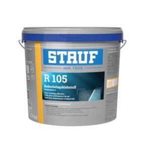 Adhesivo profesional para piso de caucho y linóleo STAUF R105 para instalación de revestimientos elásticos